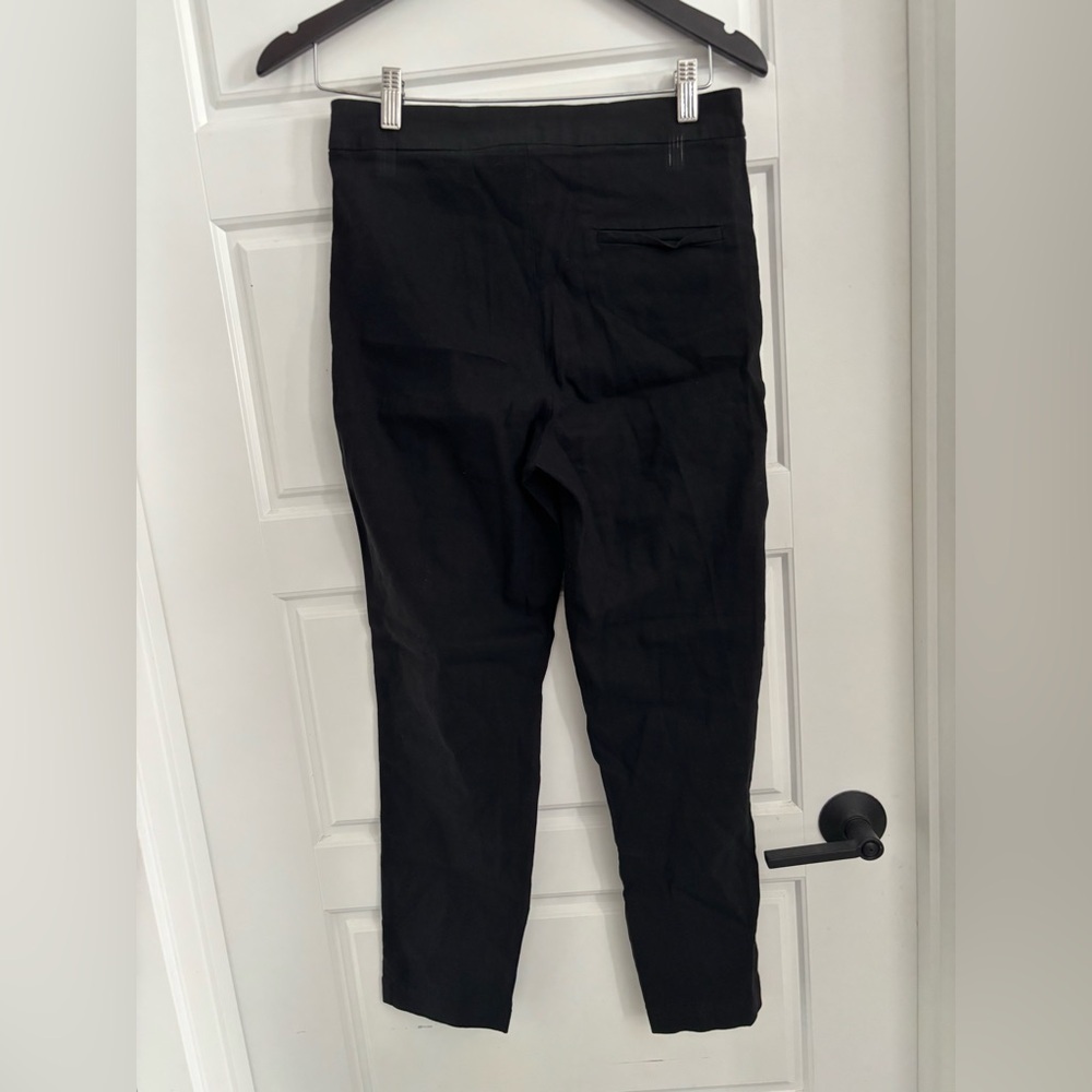 Sarah Pacini Linen Trousers Stretch Midnight Black Classic Neutral Size 2 M - Picture 4 of 5